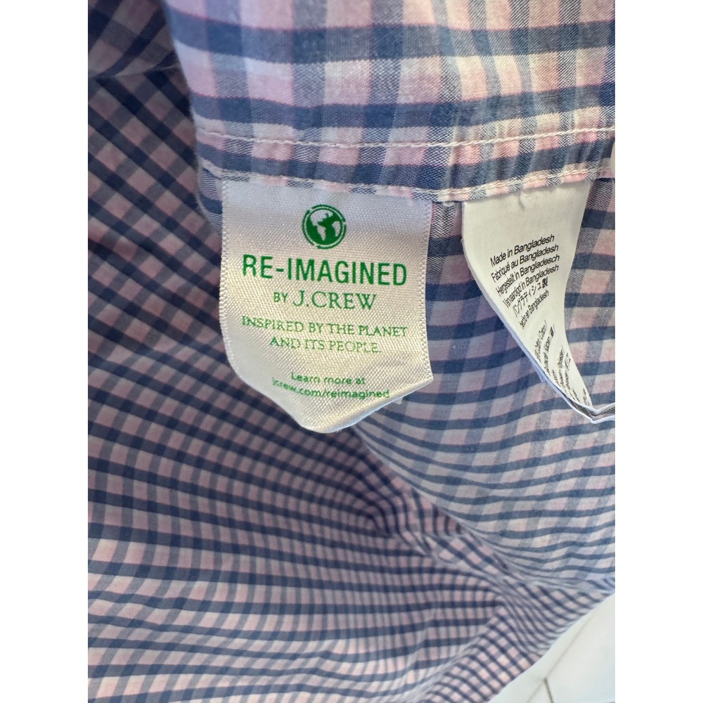 J.Crew Performance Slim Untucked Shirt XL Mens Blue Pink Gingham Check Button Up - Picture 5 of 9
